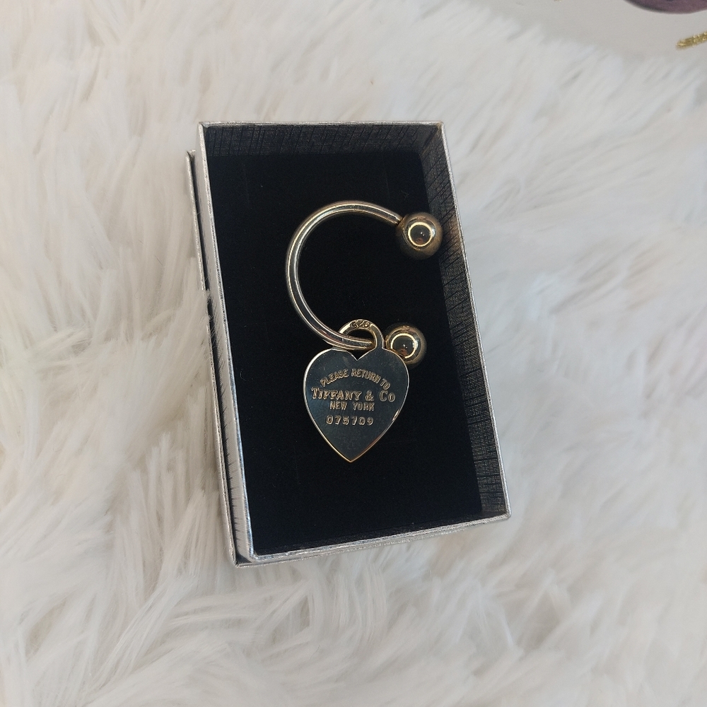 Tiffany & Co. Keyring Dog Tag "Return To Tiffany" Heart Keychain Sterling Silver